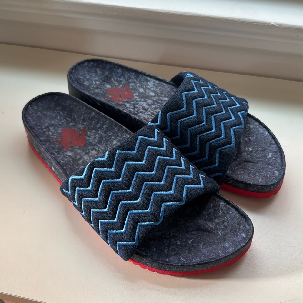 Blue red Rabbit running Fleks recovery slides W8/M7